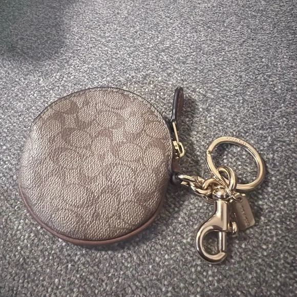 Coach Signature Brown Keychain Coin Holder - Picture 2 of 4